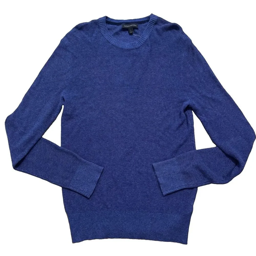 Banana Republic Sweater Men’s Small Blue Cotton Long Sleeve Crew Neck Pullover